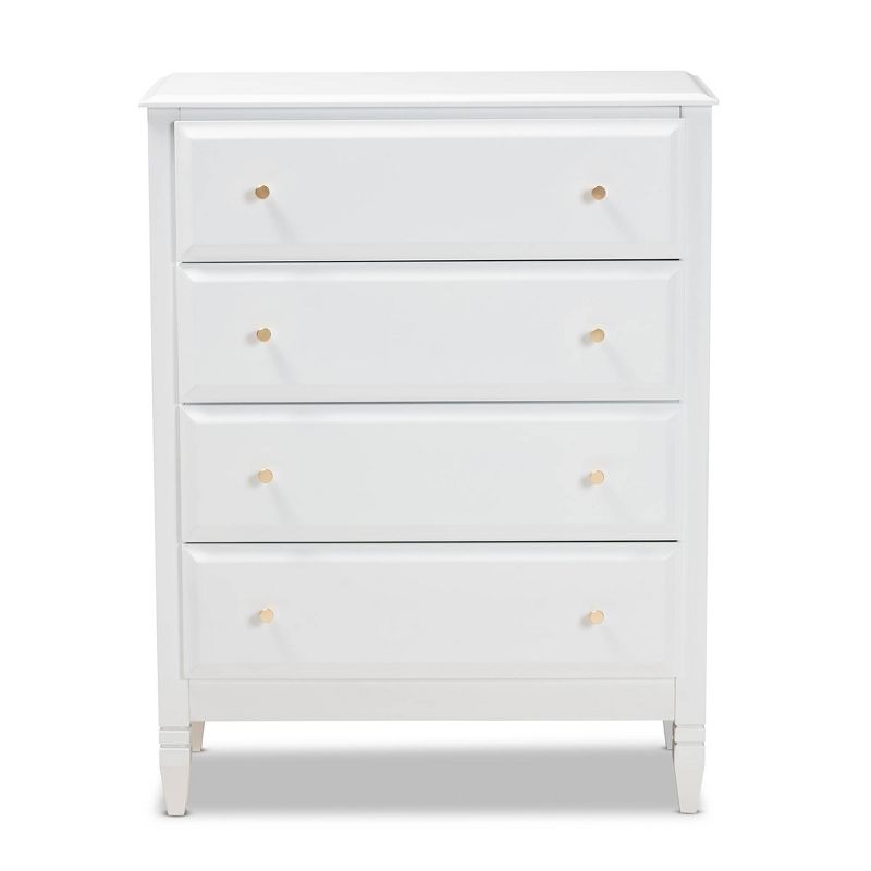 4 Drawer Naomi Wood Bedroom Chest White/Gold - Baxton Studio, 4 of 10