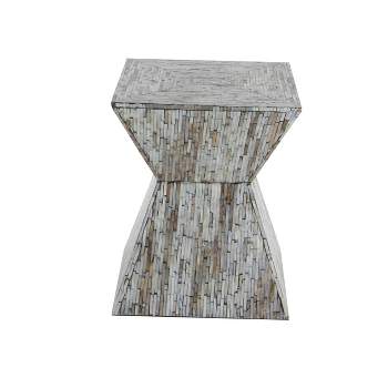 Shell Inlaid Wooden Accent Table Black - Olivia & May