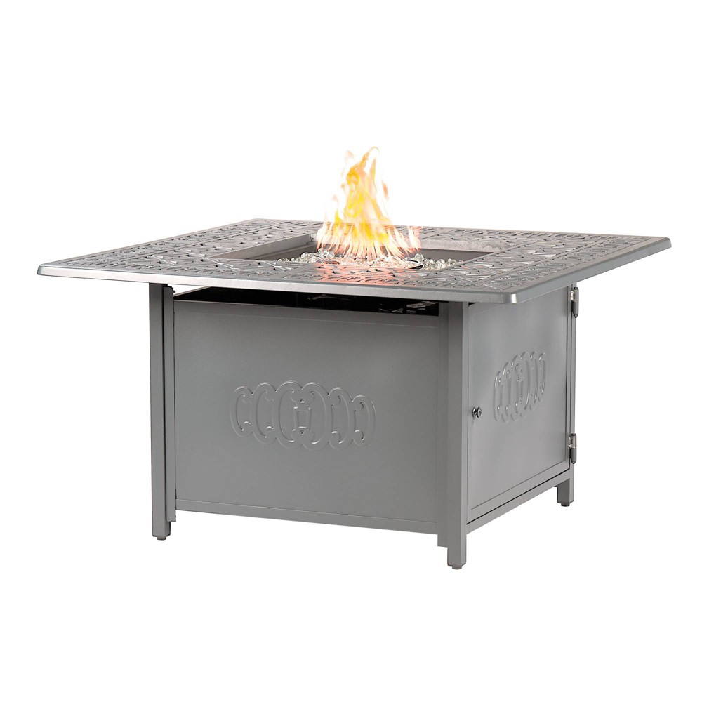 Photos - Electric Fireplace 42" Square Aluminum 55000 BTUs Propane Ornate Fire Table with 2 Covers - G