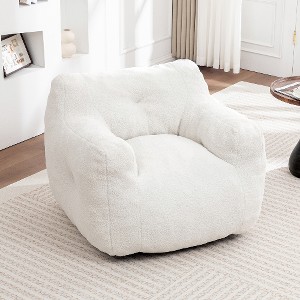 Lyngins 37" Giant Bean Bag Chair, Pre-Filled Lazy Chair with Removable Cover, High-Density Foam Accent Chair with Armrests, Single Sofa Chair - 1 of 4