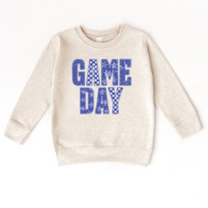 Game Day Blue Checkered - Kids Toddler Graphic Sweatshirt and Kids Youth Graphic Sweatshirt - 1 of 3