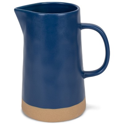 Nat & Jules Large Raw Bottom Matte Navy Blue 48 ounce Ceramic Pitcher Jug