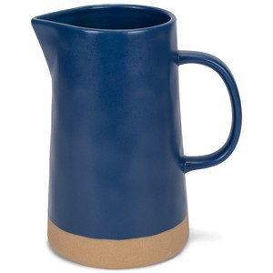Nat & Jules Large Raw Bottom Matte Navy Blue 48 ounce Ceramic Pitcher Jug - 1 of 4