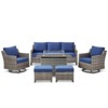 Belord Patio Furniture Set with 41" Fire Pit Table, 6-Piece All Weather Wicker Outdoor Furniture with High Back Swivel Patio Chairs Outdoor Couch - 3 of 4