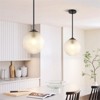 Rennnsan Halvine 9"W 1-Light Globe Textured Glass Modern Glam Dimmable Pendant in Black - 2 of 4