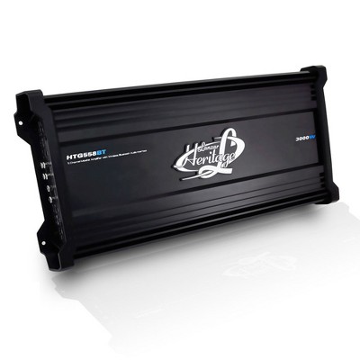 Lanzar HTG558BT 5 Channel 3,000 Watt Car Audio MOSFET Amplifier with Chrome RCA Inputs, Bridgeable and Wireless Bluetooth Connectivity, Black