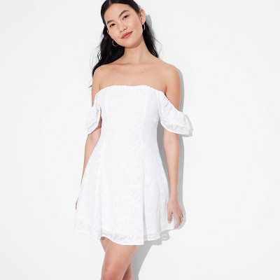 Women's Ruffle Short Sleeve Mini A-Line Dress - Wild Fable™ White XXL