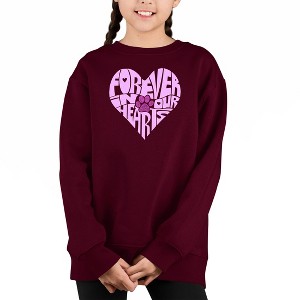LA Pop Art Forever In Our Hearts - Girl's Word Art Crewneck Sweatshirt - 1 of 4
