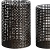 HomeRoots Set of Five Dark Brown Pierced Geometric Metal Tabletop Hurricane Candle Holders - 3 of 3