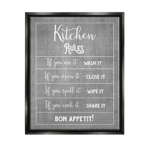 Stupell Industries Kitchen Rules Bon Appetit Sign Framed Floater Canvas Wall Art - 1 of 4