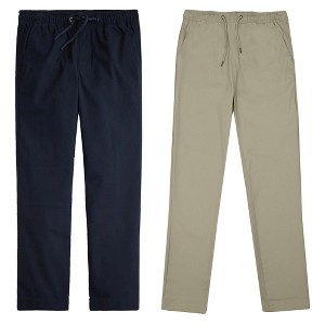 Galaxy By Harvic Boy's Cotton Stretch Pull On Uniform Pants With Elastic Waist-2 Pack - 1 of 4