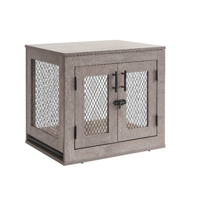 unipaws Wooden Dog Crate with Cushion & Tray