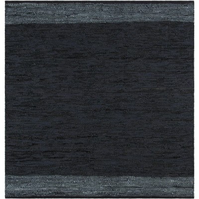 Handmade Black and Grey Leather Square Area Rug
