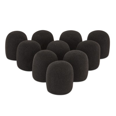 Stockroom Plus 10 Pack Microphone Foam Covers, Reusable Handheld Mic Windscreen Muffs Accessories, 3x2.25 in, Black