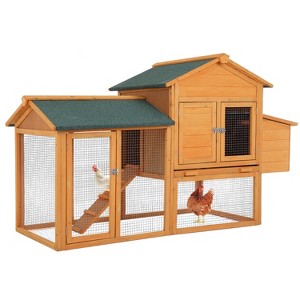 FDW 66 Inch Wood Chicken Coop Chicken House Indoor Outdoor Chicken Cage 2-4 Chickens Waterproof with Egg Box Hen House Pet Hutch Backyard,Natural - 1 of 4