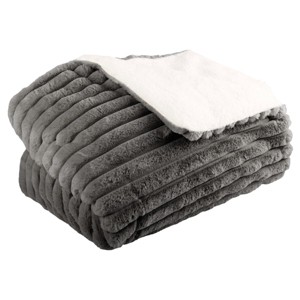 Lavish Home 60x70in Faux Fur Throw Blanket, Gray - 1 of 4