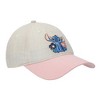 Disney Stitch Embroidered Character & Flowers Women's White & Pink Unstructured Baseball Cap - 3 of 4