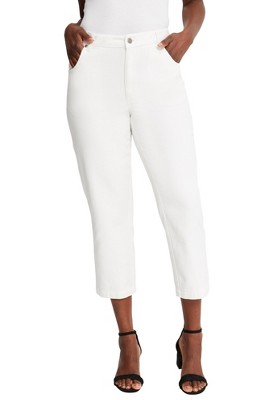 Women's Plus Size Capri Jeans White 18 - White Mark