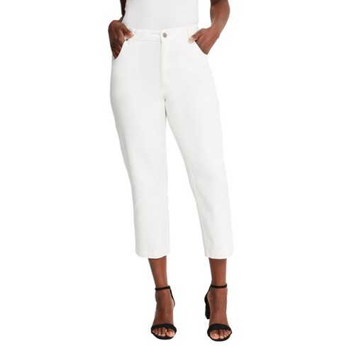 Jessica London Women's Plus Size Classic Cotton Denim Capri - 16, White :  Target