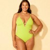 Women's Crepe Beaded Plunge Cheeky Coverage One Piece Swimsuit - Shade & Shore™ - 4 of 4