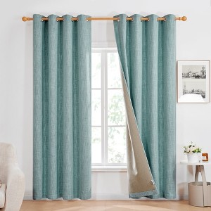 Deconovo Embroidered Leaf Farmhouse Sheer Curtains (2 Panels) - 1 of 4