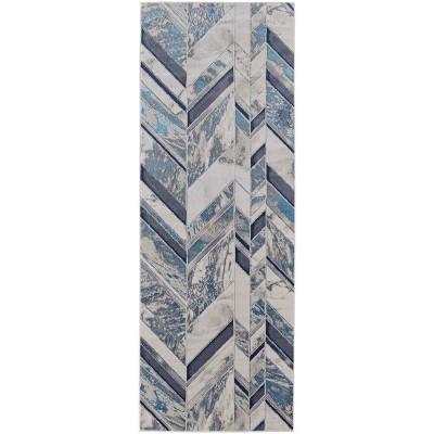 Indio Modern Herringbone Ivory/Blue/Gray Area Rug