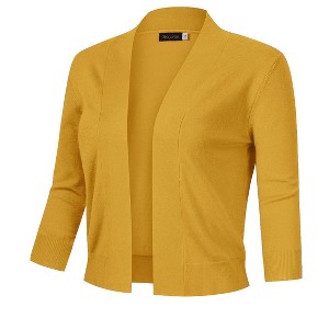 Women’s 3/4 Sleeve Cropped Cardigan Sweaters Open Front Knit Short Bolero Shrugs - 1 of 4
