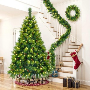 Hrinhom 6FT Grass Green Christmas Tree with Pine Cones, Hinged Xmas Tree - 1 of 4