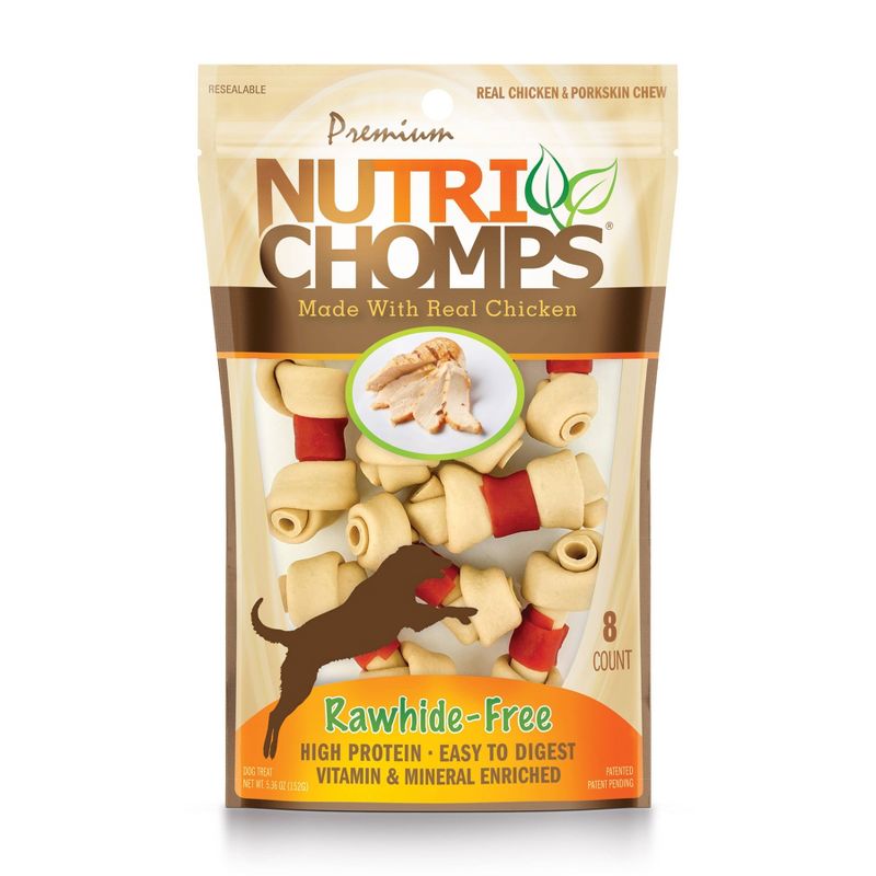 Nutri Chomps Mini Knot with Wrap Chicken and Pork Dog Treats - 8ct/5.36oz, 1 of 5