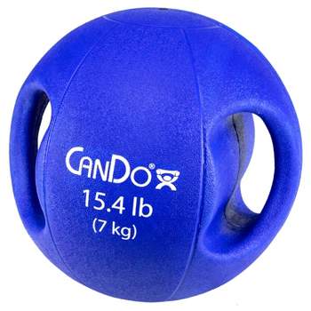 CanDo Molded Dual-Handle Medicine Ball for Strength Training, Core Workouts, Warmups, Cardio, and Plyometrics with Handles for Home and Clinic Use