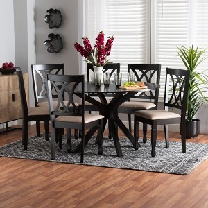 Baxton Studio Maya Modern Fabric and Wood Dining Set - 1 of 4