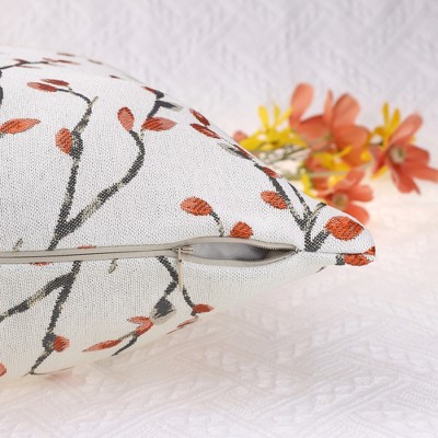 Euro Orange Floral Pattern Cotton Pillowcases, Set of 2