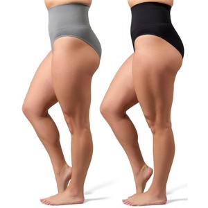 Memoi 2 Pair Women's Full Coverage High Waisted Shaping Briefs - 1 of 4