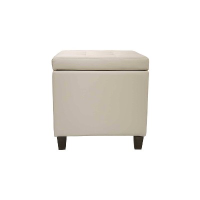 White storage ottoman deals square