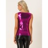 INSPIRE CHIC Women's U-Neck Stretchy Slim Fit Shiny Sparkly Metallic Tank Top - 3 of 4