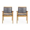 Modern Patio Arm Chair Set Of 2,High-quality Patio Chair With Acacia Wood Frame,Rope Weave Design,Patio Chairs -Maison Boucle - 3 of 4