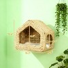 Cat Wall Bed with Seagrass, Plush Cushion & Dual Entrances, 15.7" Space Saving Wall Mounted Cat House-3irtyhousy - 4 of 4