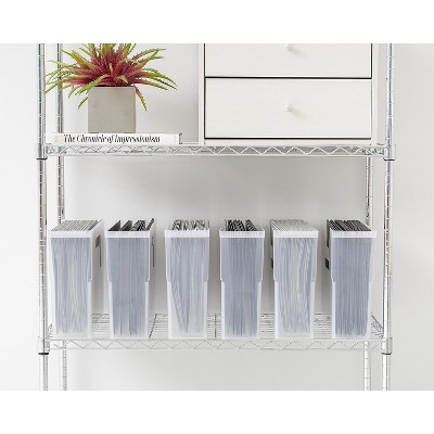 Clear Plastic Desktop File Box with Side Handles, 6 Pack