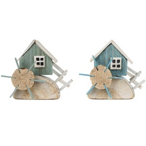 Water Wheel Decor – Set of 2, 8.5"L x 7"H Wooden Coastal Accent for Lakehouse or Cabin – By Melrose - 1 of 3