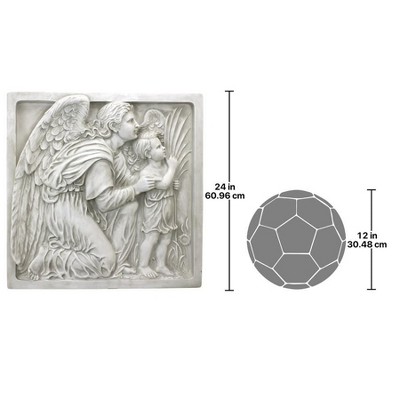 24" Antique Stone Resin Guiding Angel Wall Frieze