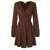 Coolmee Women's Dresses Wrap V-Neck Casual Ruffle Long Sleeve A-Line Mini Dress - 4 of 4