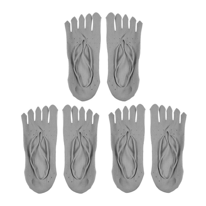 Unique Bargains Invisible Five Fingers Socks Breathable Soft Fashion No Show Socks for Women 3 Pairs, 1 of 7