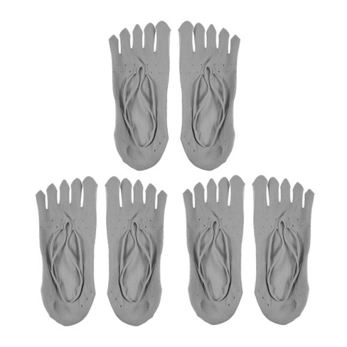 Unique Bargains Invisible Five Fingers Socks Breathable Soft Fashion No  Show Socks for Women Gray 3 Pairs