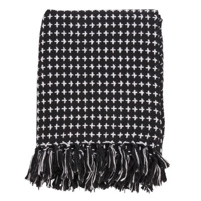 50"x60" Cross Thread Throw Blanket Black - Saro Lifestyle