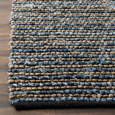 Coastal Charm Hand-Knotted Blue Jute 2'3" x 14' Runner Rug