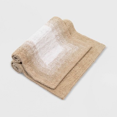 Whitney Ombre Beige Cotton Reversible Bath Rug Set