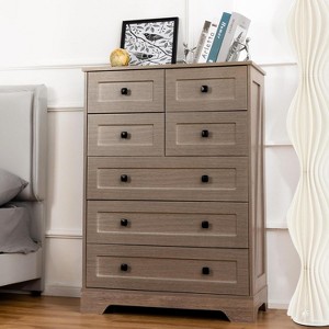 spanspace 7 Drawers Tall Dressers for Bedroom, 44" Wood Chest of Drawers with Metal Handle, Farmhouse Dresser for Living Room, Hallway, Gray. - 1 of 4