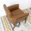Kayson Tan Leather Lounge Chair with Non-Removable Cushions, Solid Wood Frame, and Easy-Clean Design - 4 of 4