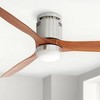 52" Casa Vieja Modern Hugger Indoor Ceiling Fan with Light LED Remote Control Brushed Nickel Carved Wood for Living Room Kitchen Bedroom - 2 of 4