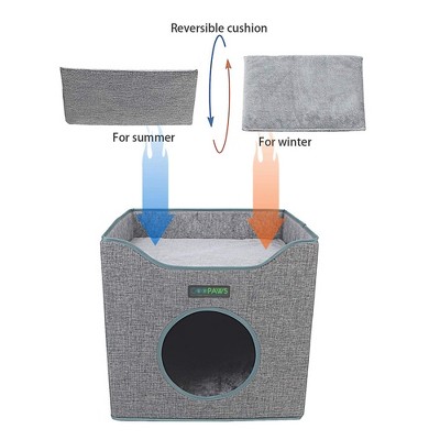 JESPET & GOOPAWS: Foldable Cat Condo - Smoke Grey - Cube House